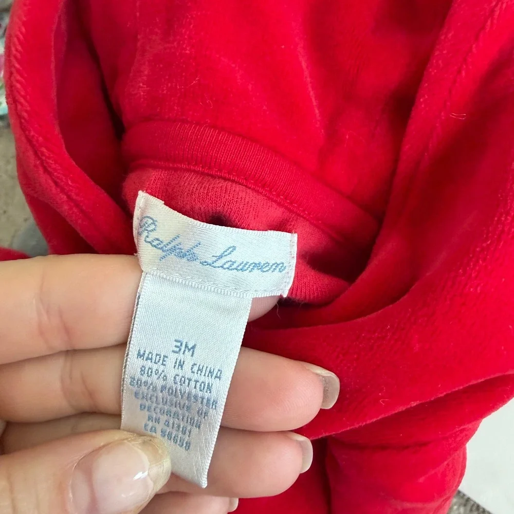 Ralph‎ Lauren Long Sleeve Red Footie One Piece Size 9 Months